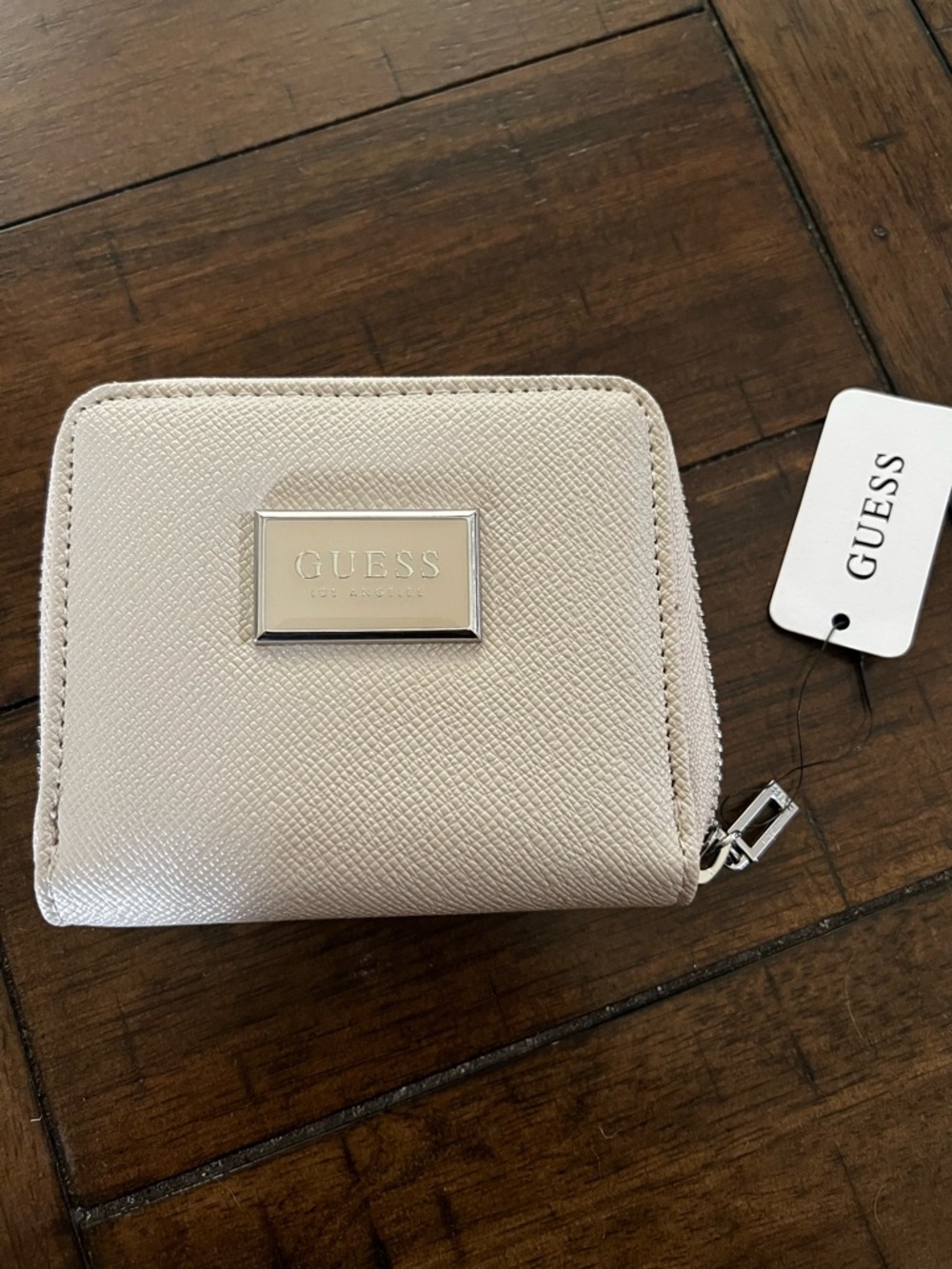 GUESS Metallic Pearl Zip-Around Mini Wallet